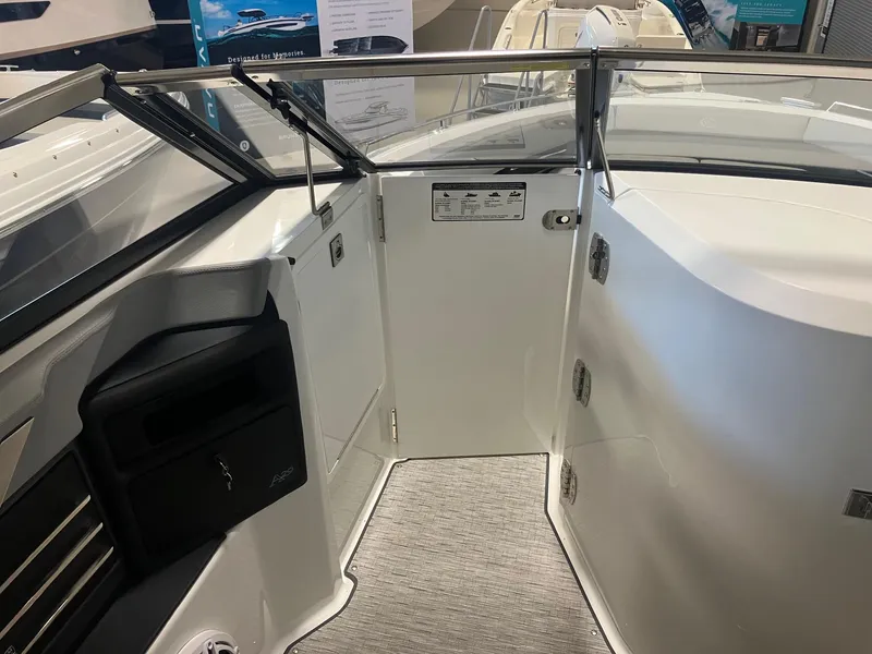 Slide: The Image of 2025 Cobalt A29 boat interior with sleek design and modern features. - 11