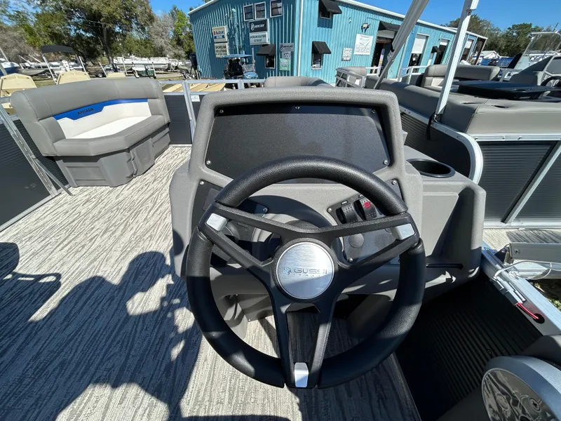 Slide: The Image of Steering wheel of 2025 Armada Zen Z 168 boat, featuring modern design and spacious seating. - 7