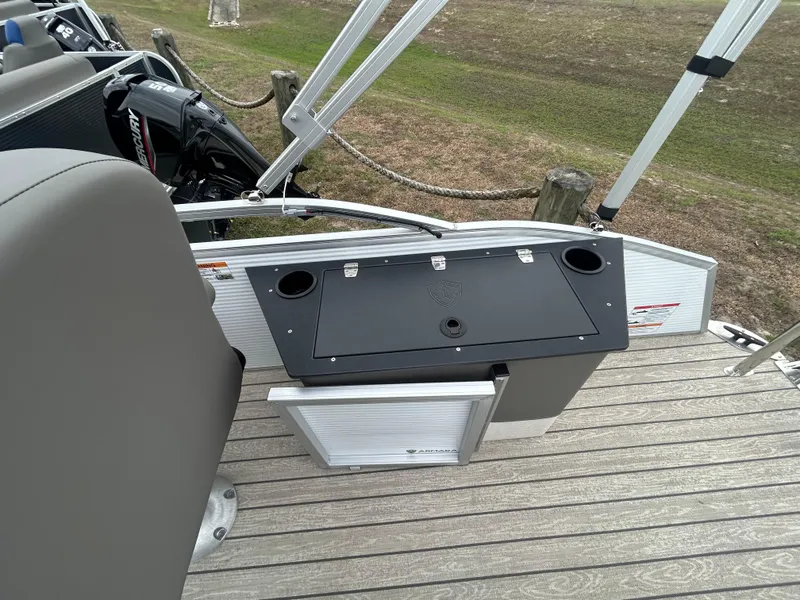 Slide: The Image of Armada Saphir 19SB 2025 boat deck with seating and storage compartments. - 12