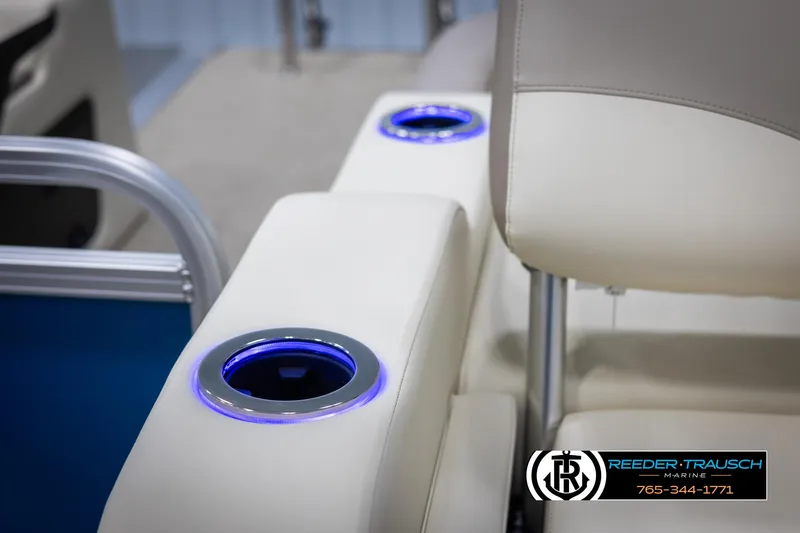 Slide: The Image of 2025 Avalon LSZ VRB boat interior with illuminated cup holders. - 45