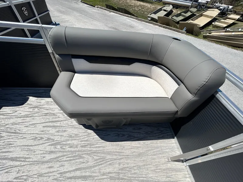 Slide: The Image of Luxurious seating on 2025 Armada Z-168 boat, featuring sleek gray upholstery and modern design. - 4