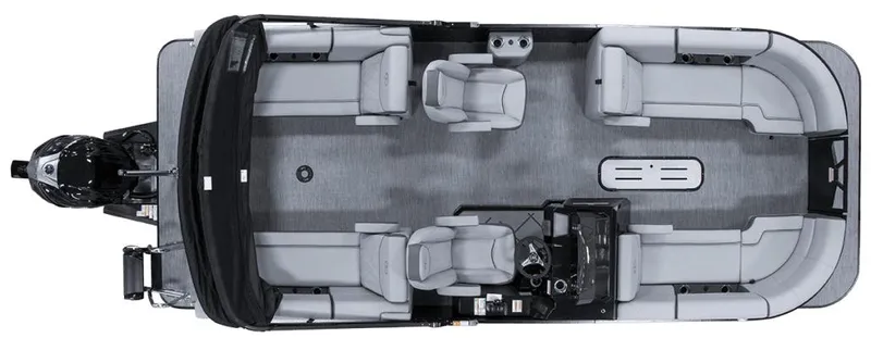Slide: The Image of 2025 Veranda Vertex 22RC pontoon boat, top view, showcasing spacious seating and modern design. - 11