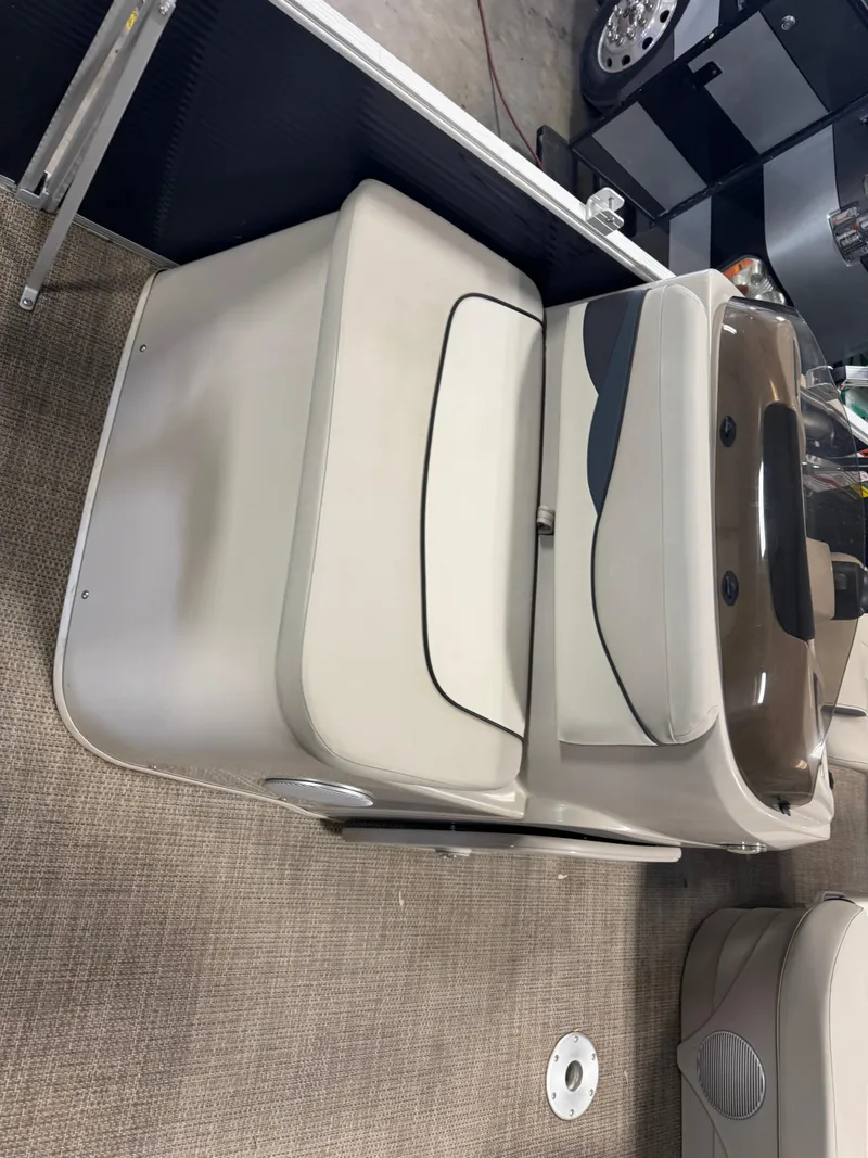 Slide: The Image of 2020 Bennington SX 22 SSRX boat interior seating with beige upholstery. - 5