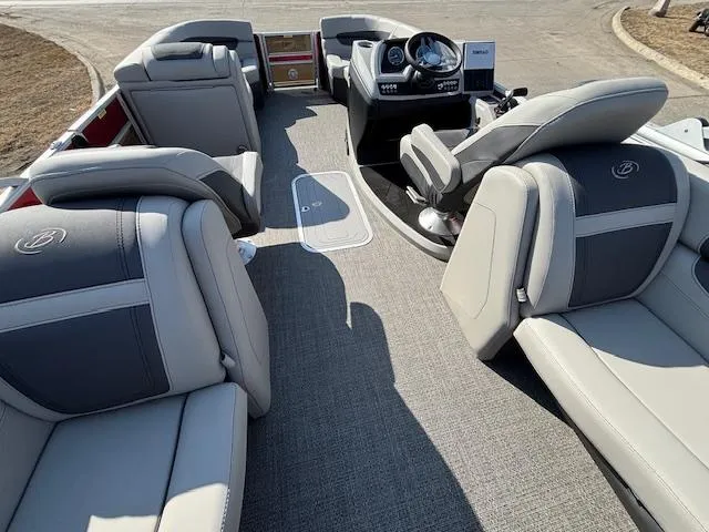 Slide: The Image of 2025 Barletta Cabrio 22QC interior with luxurious seating and modern dashboard. - 15