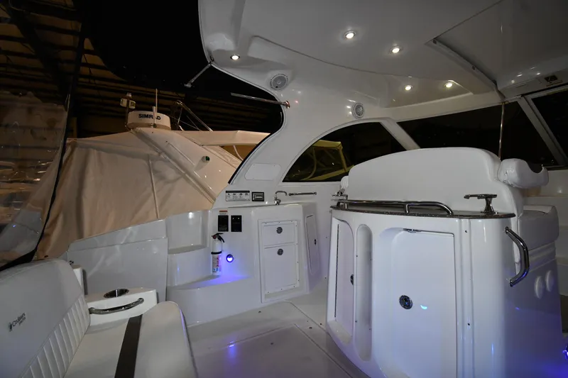 Slide: The Image of 2012 Cruisers Yachts 390 Sports Coupe interior with modern lighting and sleek design. - 17