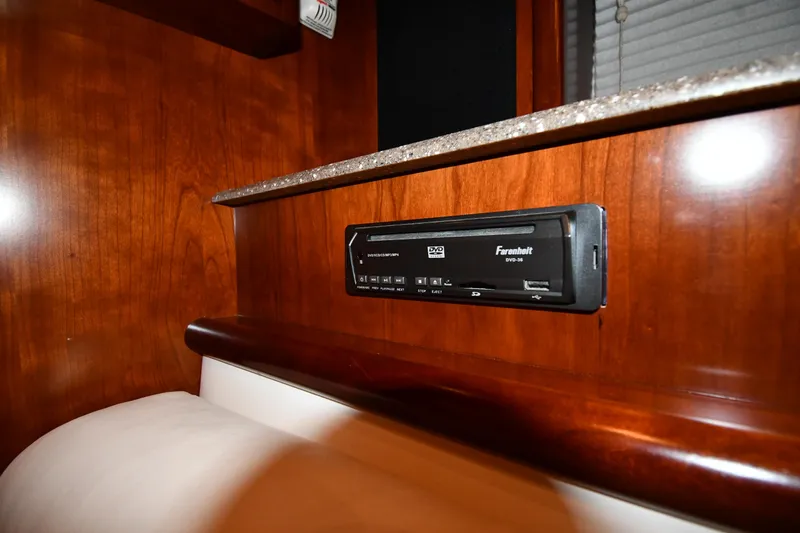 Slide: The Image of Interior of 2012 Cruisers Yachts 390 Sports Coupe with entertainment system. - 46