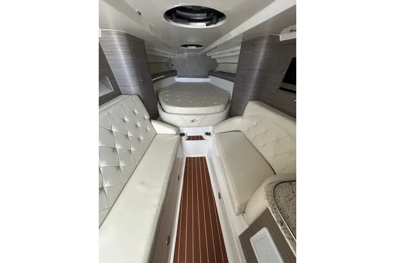 Slide: The Image of Luxurious interior of 2018 Intermarine 380 Sport yacht with plush seating and elegant design. - 24