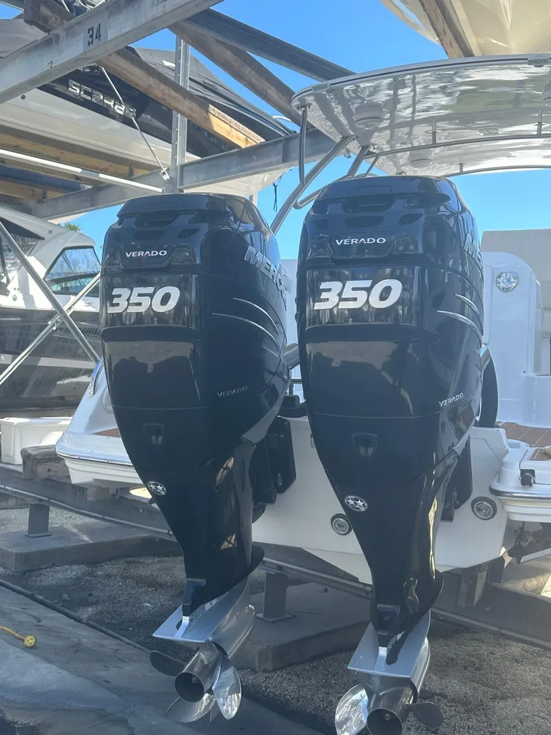 Slide: The Image of 2018 Intermarine 380 Sport with twin 350 Verado outboard engines. - 7