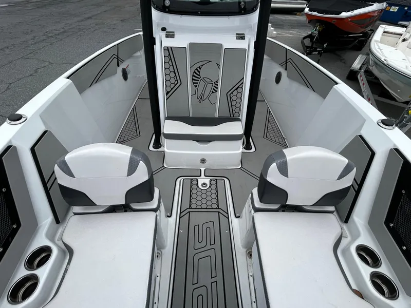 Slide: The Image of 2020 Scarab 255 Open ID boat interior with seating and modern design. - 10