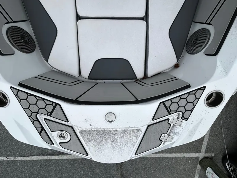 Slide: The Image of 2020 Scarab 255 Open ID boat deck with geometric design and speakers. - 11