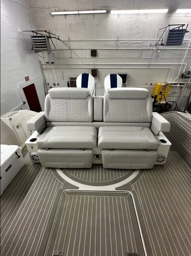 Slide: The Image of 2023 Tiara Yachts 43 LE interior with luxurious seating and modern design. - 25
