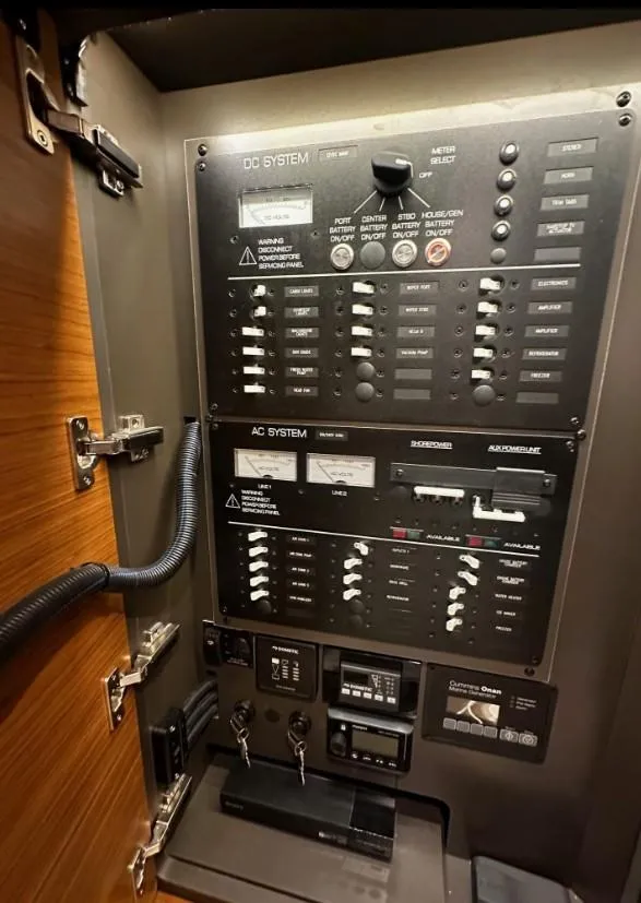 Slide: The Image of Electrical control panel inside 2023 Tiara Yachts 43 LE boat. - 6