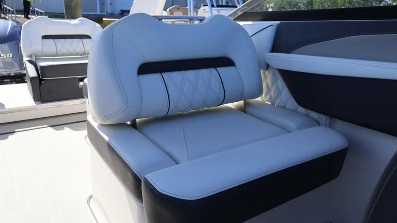Slide: The Image of Luxurious seating in 2022 Regal LX4 boat, featuring elegant design and premium materials. - 28