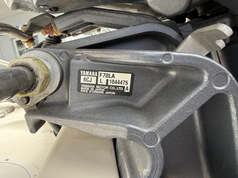 Slide: The Image of Yamaha F70LA engine part on 2015 Atlas Boat Works Pompano 23. - 9