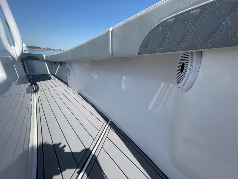 Slide: The Image of 2023 Front Runner 26 Center Console boat interior with sleek design and modern features. - 26
