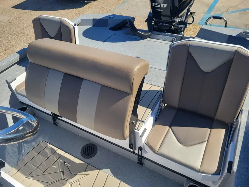 Slide: The Image of 2025 Vexus ACX 2000 boat interior with beige and gray seating. - 11