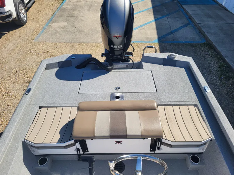 Slide: The Image of 2025 Vexus ACX 2000 boat with 150 HP engine, featuring a sleek seating area. - 8