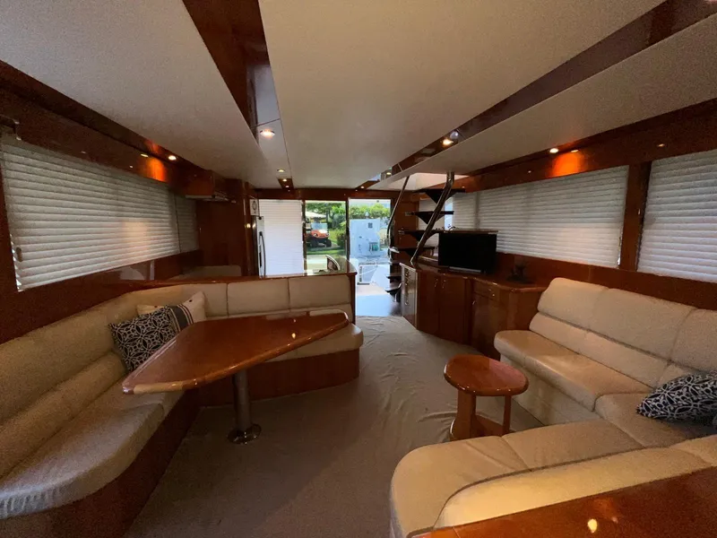 Slide: The Image of Luxurious interior of a 2007 Maritimo M60 yacht with elegant seating and modern amenities. - 17