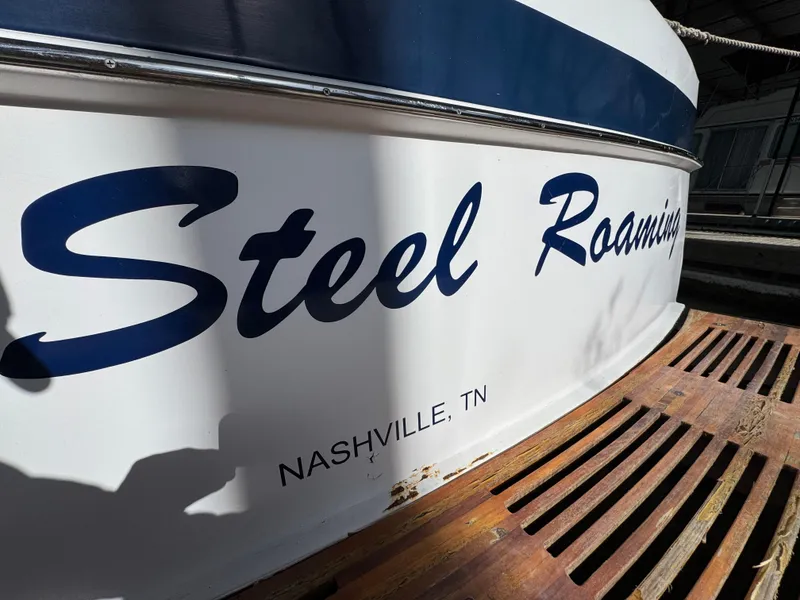 Slide: The Image of 1964 Chris-Craft Roamer 46 boat with "Steel Roaming" name, Nashville, TN. - 10