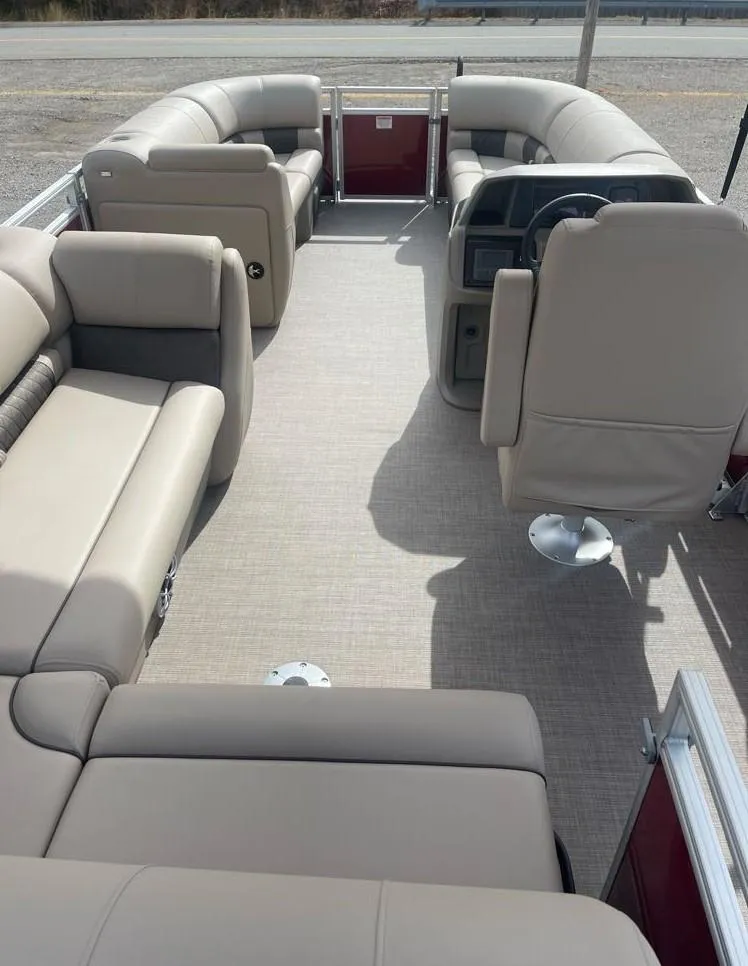 Slide: The Image of 2025 Sun Tracker Party Barge 20 DLX with spacious seating and modern design. - 3