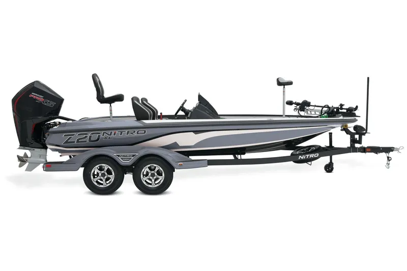 Slide: The Image of 2025 Nitro Z20 XL Pro boat on trailer in parking lot. - 4