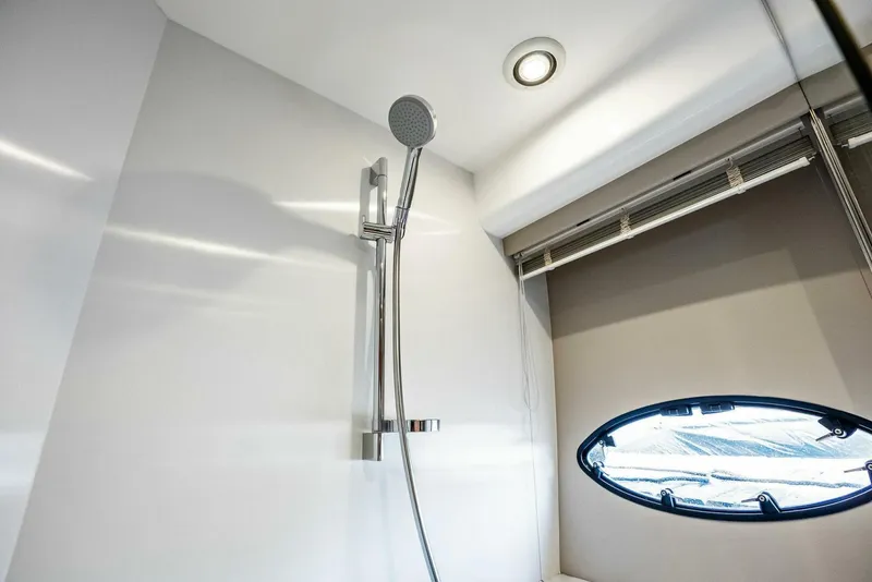 Slide: The Image of Modern shower area in 2019 Princess 43 Flybridge yacht bathroom. - 21