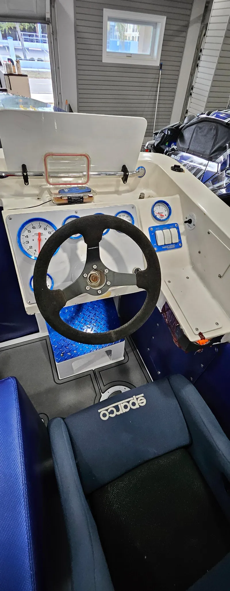 Slide: The Image of Cockpit of 2003 Ultimate Warlock 29 World Class Offshore Race boat with Sparco seat. - 18
