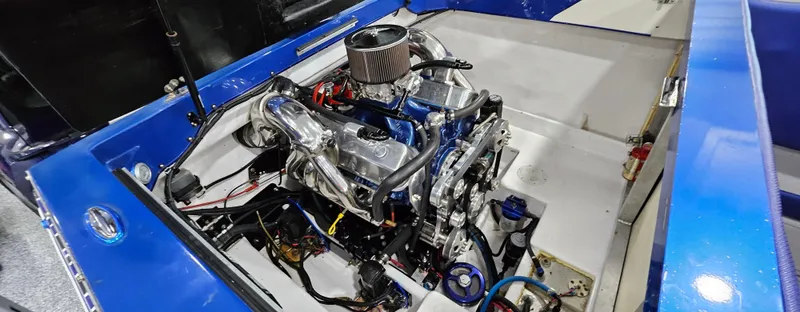 Slide: The Image of Engine compartment of a 2003 Ultimate Warlock 29 World Class Offshore Race boat. - 9