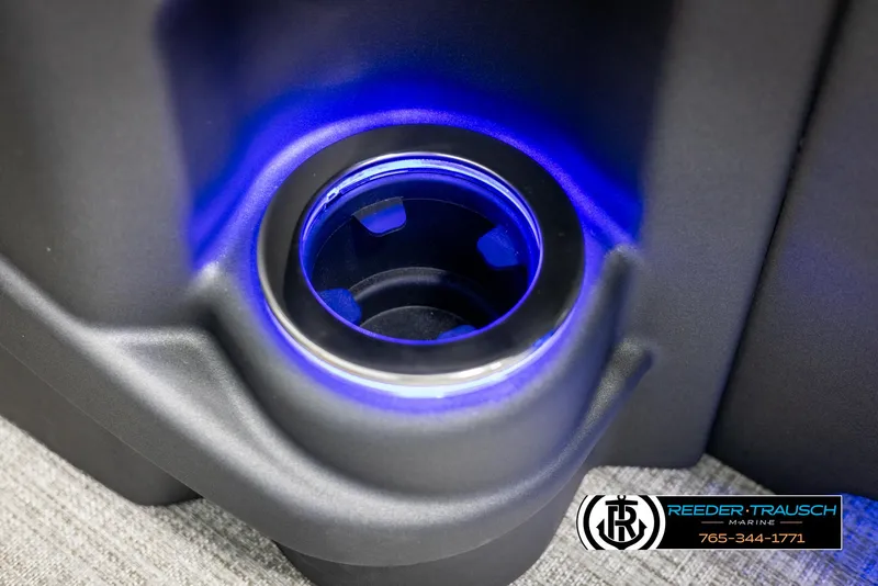 Slide: The Image of Illuminated cup holder in 2025 Avalon LSZ Vrl boat interior. - 43