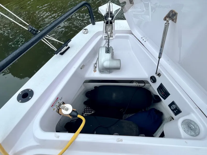 Slide: The Image of Anchor storage compartment on 2021 Axopar 37 Cabin - Wet Bar boat. - 45
