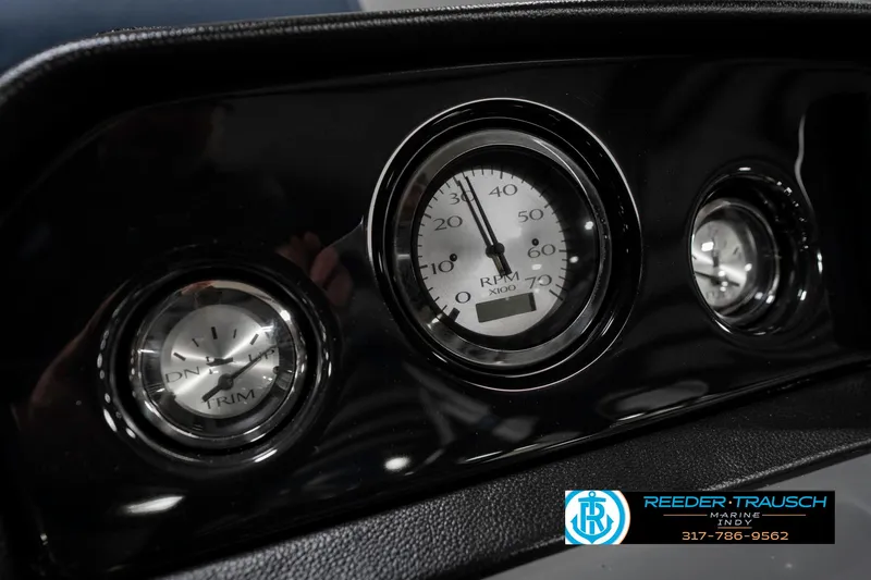 Slide: The Image of Dashboard gauges of a 2025 Bennington 22 SLS boat. - 35