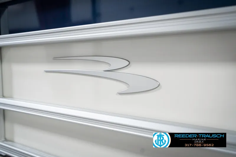 Slide: The Image of 2025 Bennington 22 SLS boat logo with sleek design and branding. - 47