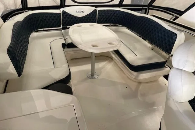 Slide: The Image of Luxurious seating area on 2005 Sea Ray 420 Sedan Bridge yacht. - 5