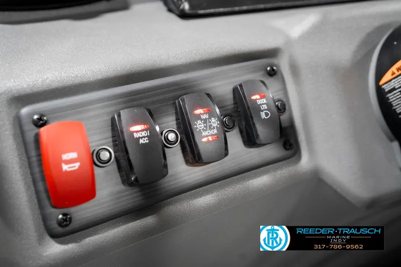 Slide: The Image of Control panel of 2025 Bennington 20 SSR boat with labeled switches. - 31