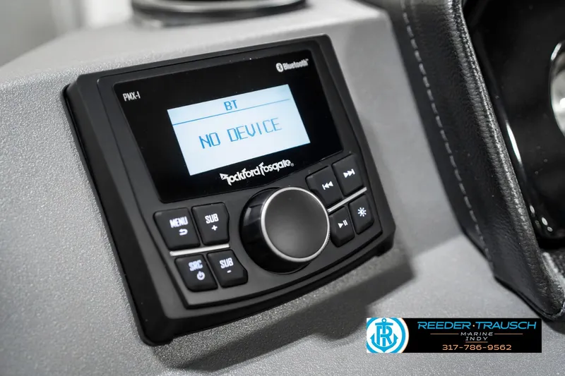 Slide: The Image of Rockford Fosgate audio system in 2025 Bennington 20 SSR boat dashboard. - 32