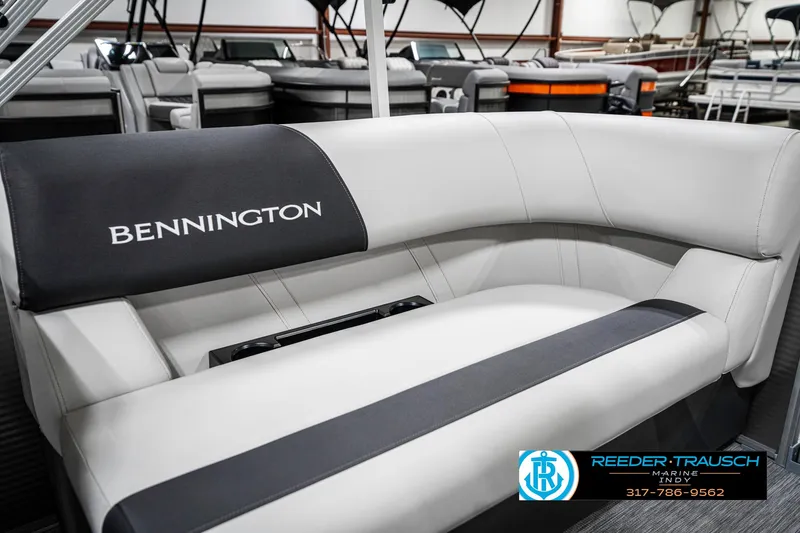 Slide: The Image of 2025 Bennington 20 SSR boat interior with sleek, modern seating design. - 39