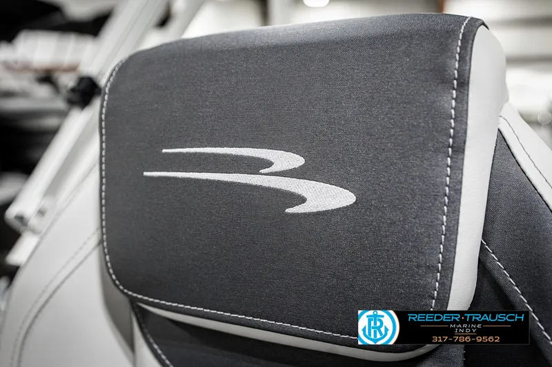 Slide: The Image of Close-up of 2025 Bennington 20 SSR boat seat with logo and stitching detail. - 41