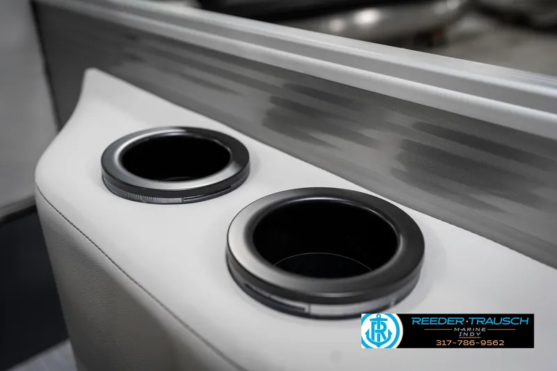 Slide: The Image of Cup holders on a 2025 Bennington 20 SSR boat, featuring sleek design and modern finish. - 44
