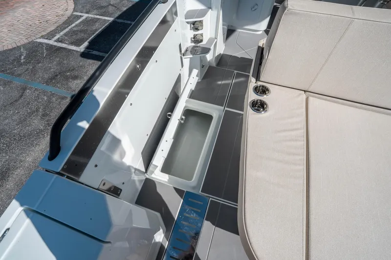 Slide: The Image of 2025 Quarken 35 Sport Tourer interior with seating and storage compartment. - 17