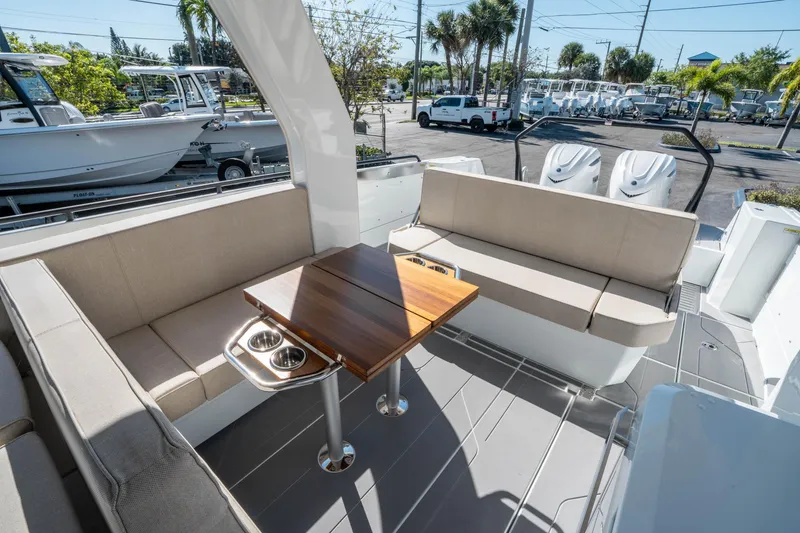 Slide: The Image of Interior of 2025 Quarken 35 Sport Tourer with seating and wooden table. - 15