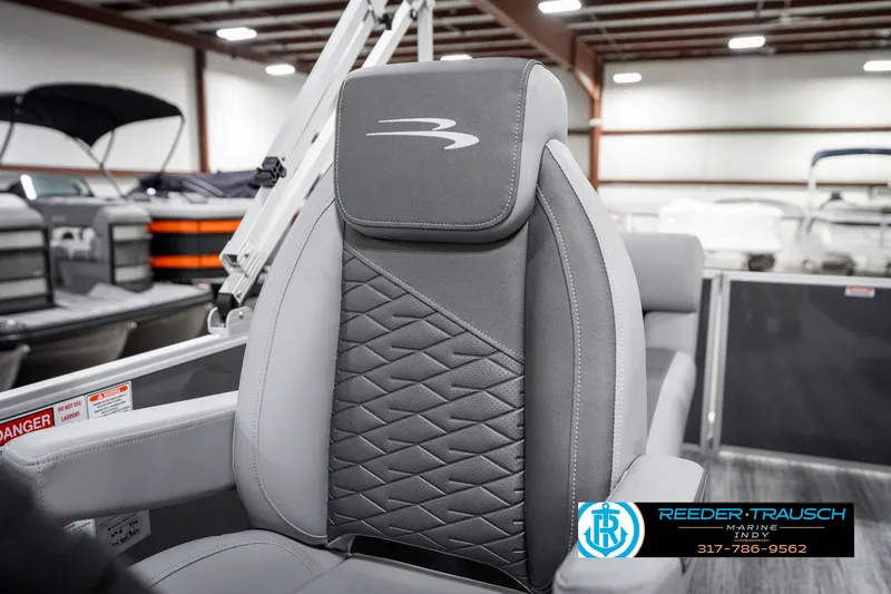 Slide: The Image of 2025 Bennington 21 SSR boat seat with quilted design in showroom. - 37