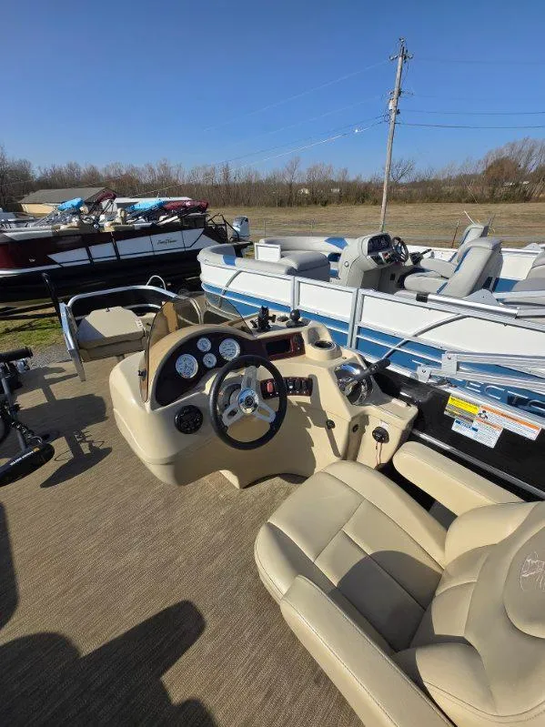 Slide: The Image of 2018 Misty Harbor 2085 Adventure CF boat interior with steering console and seating. - 10