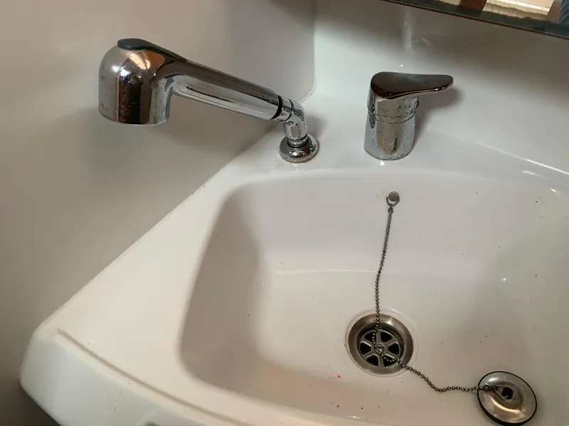 Slide: The Image of Chrome faucet and sink in 2010 Beneteau Oceanis 31 yacht bathroom. - 30