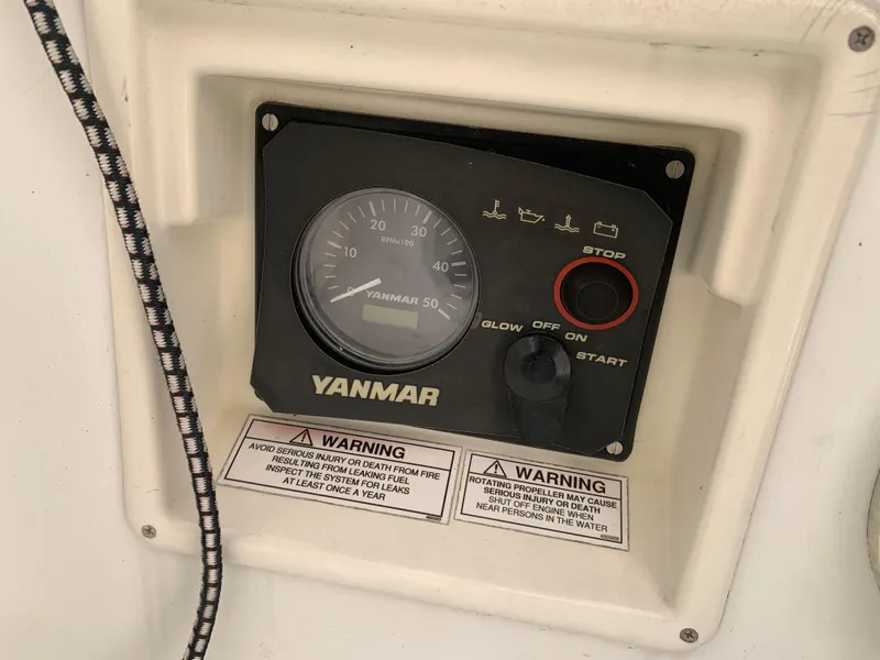 Slide: The Image of Yanmar engine control panel on a 2010 Beneteau Oceanis 31 sailboat. - 47