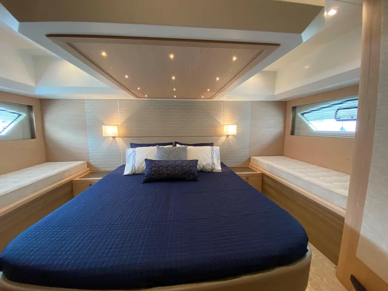 Slide: The Image of Luxurious bedroom interior of 2020 Beneteau Gran Turismo 50 Sportfly yacht. - 30