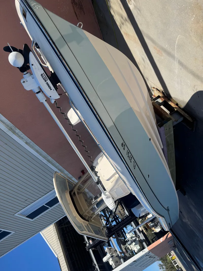Slide: The Image of 2019 Grady-White 251 Coastal Explorer boat on trailer, side view. - 6