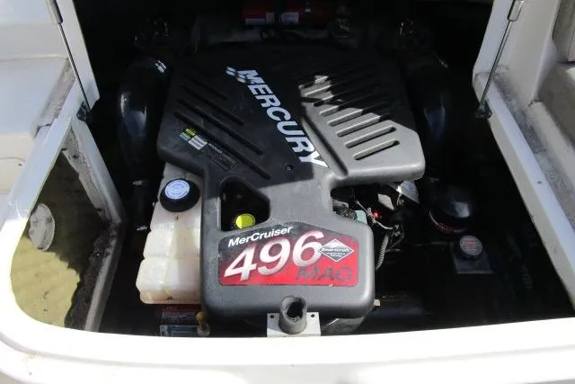 Slide: The Image of MerCruiser 496 MAG engine in 2004 Sea Ray 270 Sundeck boat. - 31