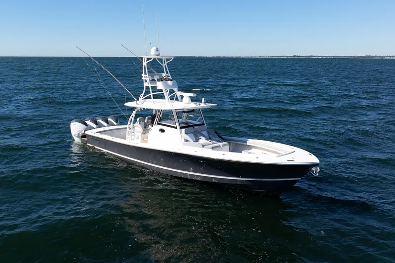 Slide: The Image of Regulator 41 NASTY HOOK II - Starboard Bow Aerial Profile - 25