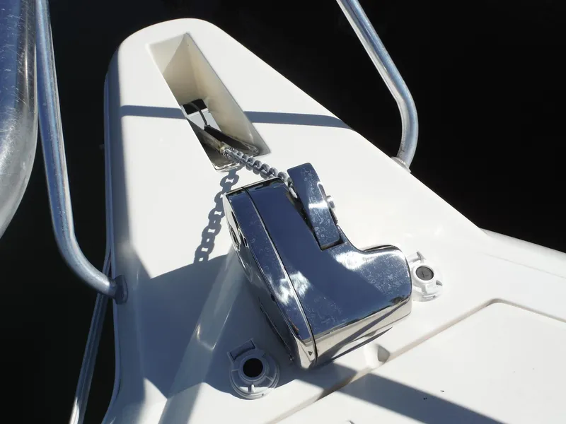 Slide: The Image of 1996 Intrepid 339 Walk Around boat deck with railing, viewed from above. - 29