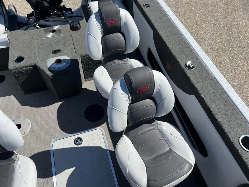 Slide: The Image of 2017 Smoker Craft 172 Ultima Fish n Ski boat interior with cushioned seats. - 21